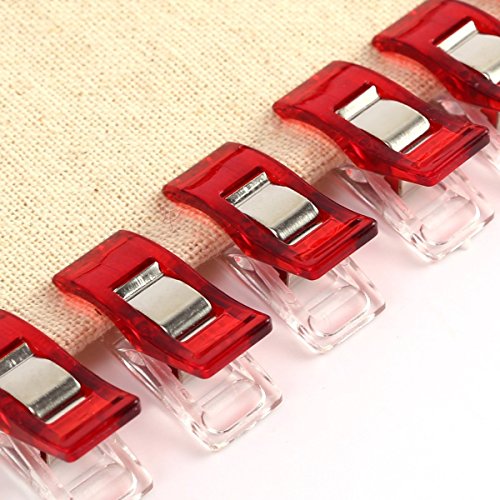 100 PCS Kunststoff klar und rot Patchwork Näharbeiten Quilter halten Wonder Clips Klemme Nähen Craft Quilt Binding - 5