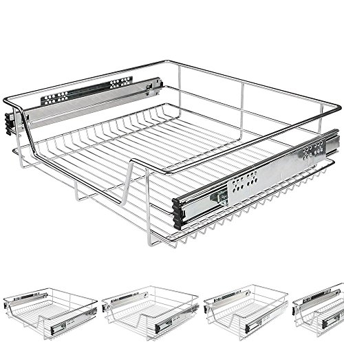 Küchenschublade Teleskopschublade Schublade für Küchen-oder Schlafzimmerschränke Korbauszug Schrankauszug silber Vollauszug in verschiedenen Breiten (60cm) - 2