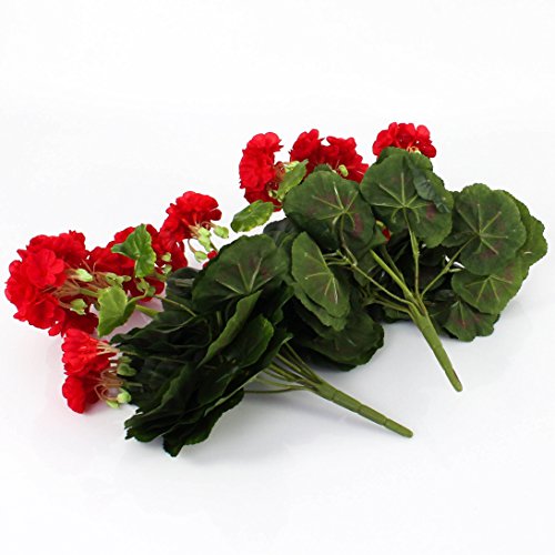 Set 2 x künstliche Geranie MIA auf Steckstab, rot, 35cm, Ø 30cm – Kunstgeranien / Kunstpflanzen Balkon – artplants - 3