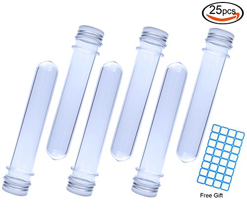 JPSOR 25 Kunststoff Reagenzglas Reagenzgläser Röhrchen mit Deckel 25×140mm(40ml) und 1 Etikette