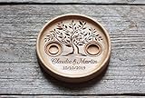  Ringschale aus Holz mit gravierten Namen und Datum, Ringkissen Hochzeit, Ringträger für die Hochzeit, Hochzeitsgeschenk, Baum des Lebens, Tree of Life.