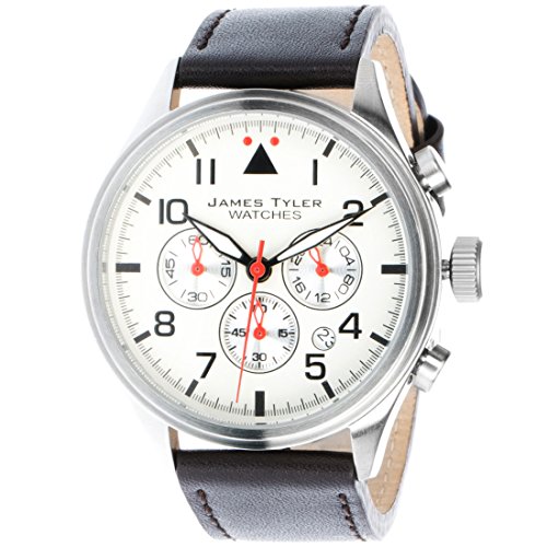James Tyler Herren-Armbanduhr, Quarz Chronograph mit Lederarmband, JT706-3