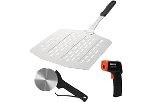 cozze® Geschenkset mit Pizzaschaufel, Thermometer & Pizzaschneider – Luxuriöses 3-teiliges Set für Pizza-Liebhaber