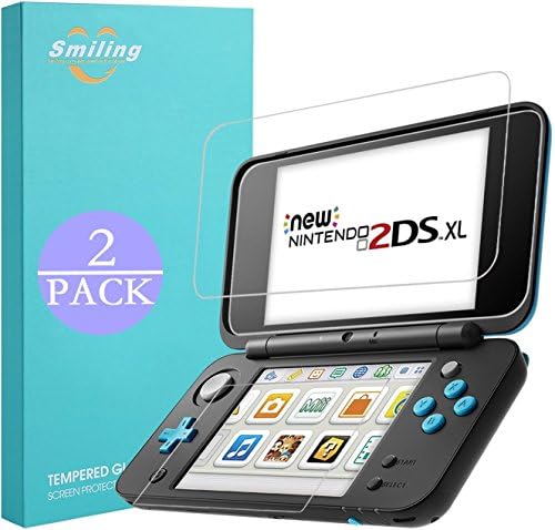 Nintendo 2DS XL Screen Protector, Luka [2 Glass Top, 2 soft Glass Bottom] [Bubble-Free] [9H Hardness] [Easy Installation] [HD Clear] Tempered Glass Screen Protector for Nintendo 2DS XL (Glass)