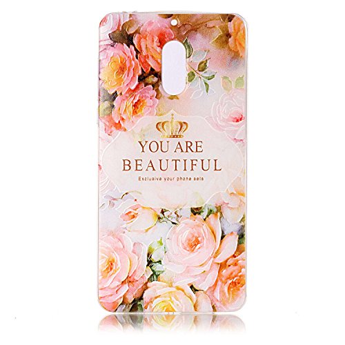 Nokia 6 Case,Nokia 6 Cover[Scratch-Resistant],Cozy Hut Nokia 6 Ultra Slim Perfect Fit Unique Cartoon Design Cute Cartoon Animal Printing Case TPU Clear Protective Case Cover for Nokia 6 - Rose flower