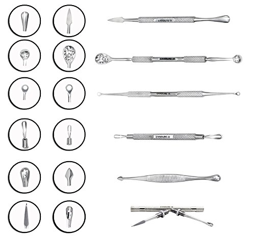 Komedonenquetscher – Mitesserentferner – Pickelentferner Set – Akne Extraktoren – 6 Stücke Edelstahl - 2