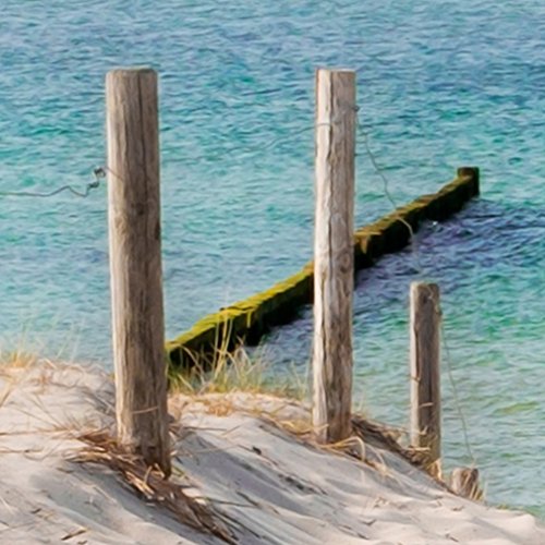 Fototapete Strand blau 300×210 cm !  PREMIUM VLIES TAPETE – PROFI QUALITÄT (Keine Papiertapete, keine Blasenbildung) – Top moderne Wanddeko – Fototapete 3D Illusion – Riesen Wandbild – Top Design Tapete – Neue exklusive Edition mit noch besser Druckauflösung – Deutsches Premium Vlies (Kein Import Vlies oder PVC), Schlafzimmer, Wohnzimmer, Kinderzimmer geeignet | modern Fototapeten Wandtapete Landschaft Meer Wasser Natur beige Sand FOA0007a62XL - 5