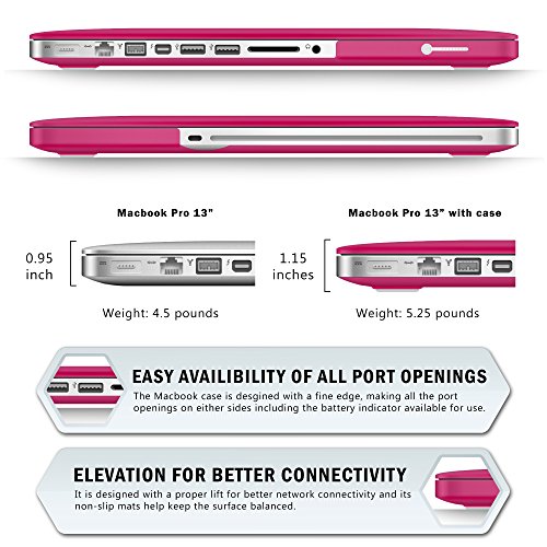 SlickBlue Macbook-Pro-13 (A1278) gummierte harte hülle mit EU QWERTY Tastatur Abdeckung und Displayschutzfolie- heiße rosa - 3