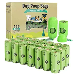 Heim & Elda Dog Poop Bags(420 Count), Biodegradable Poop Bags for Dogs, Leak Proof, Eco-Friendly Dog Waste Disposal Bags Refill Rolls with 2 Free Dispenser (Scented)