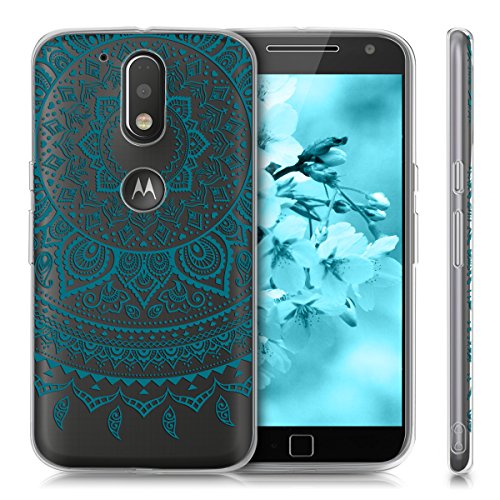 kwmobile Funda para Motorola Moto G4   Moto G4 Plus - Carcasa Protectora de  TPU  con dise  o de Sol hind   en  Azul Oscuro Transparente 