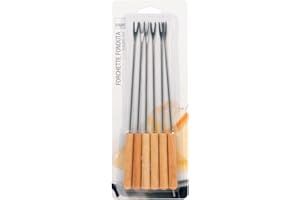 HOME Pack de 6 Fourchettes à Fondue INOX Manche Bois