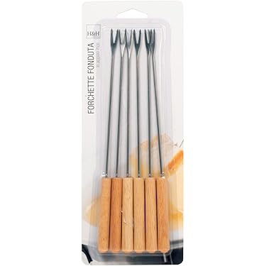 BOSKA Forchette Per Fonduta Set 4 Pezzi - Manico In Rovere, Punta Acciaio Inox, Lunghezza 25,4 Cm - 5