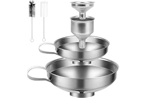 CEWROM Trichter für Einmachgläser, 6 Stück Edelstahl Trichter Set Küche Einfülltrichter Einmachtrichter mit Griff&Bürste für Umfüllen von Flüssigem Öl-Pulver Bohnen und Marmelade