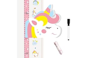 DXiongW 65-185 cm Metro Bambini Parete Adesivo Metro da Parete per Bambini 3D Mobile Unicorno Metro per Bambini da Parete Personalizzato per Bambini Arredamento della Camera