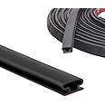 8M D-Shape Rubber Weather Stripping Door Seal Strip,Self-Adhesive Waterproof Window Sealing Strip,Draught Excluder for Door Frame Insulation Soundproof,Suit for 3 to 5.5mm Gap,Black