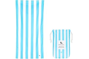 Dock & Bay Toalla de Playa - Secado Rápido, Sin Arena - Compacto, Ligero - Materiales 100% Reciclados - Incluye Funda - Cabana Light - Tulum Blue, Medium (130x70cm, 51x28)