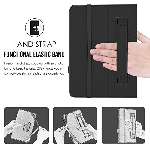 MoKo Samsung Galaxy Tab S3 9.7 Hülle – PU Leder Ständer Schutzhülle Smart Case Cover mit Stift-Schleife / Standfunktion und Auto Sleep / Wake Up Funktion für Samsung Galaxy Tab S3 9.7 Zoll (2017) SM-T820 / T825 Tablet, Schwarz/Braun - 6