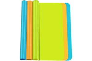 XZMCAT Tappetino in silicone, 3 pezzi, 30 x 40 cm, tappetino antiscivolo, tappetino in silicone, tappetino da tavolo, per resina, artigianato (arancione, verde, blu)