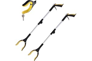 Relota 2 Stück Greifzange für Senioren Aluminium, Faltbare Greifer mit Magnetspitzen, Müllzange Greifzange, 360° Drehbarer Kopf Müllgreifer Zange, Langer Greifarm für die Müllabfuhr, Abfallsammlung