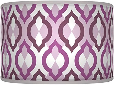Moroccan Purple Plum White Retro Handmade Geometric Giclee Style Printed Fabric Lamp Drum Lampshade Floor or Ceiling Pendant Light Shade 261