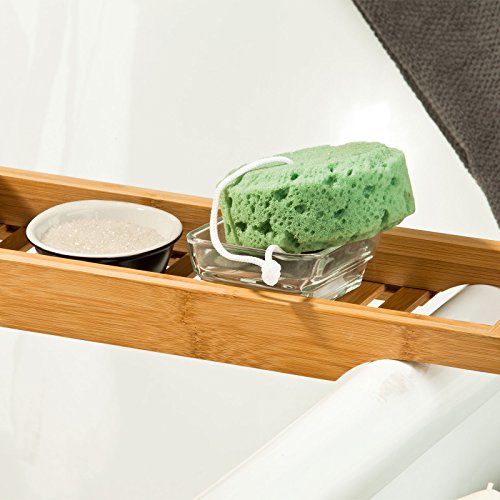 SoBuy® 70cm Lang- Schöne Badewannenablage aus hochwertigem Bambus, Badewannenbrett,Badewannenauflage FRG18 - 3