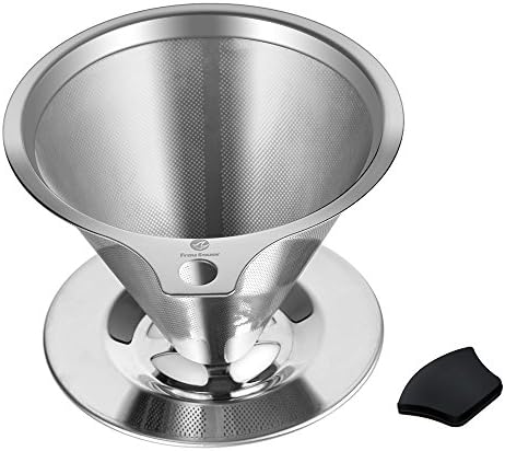 Frau Sauer Stainless Steel Pour Over Coffee Filter Double Mesh Permanent Filter No Neede Paper Cones-- for 1-4 Cups