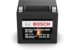 Bosch FA106 - Batterie Moto AGM - 12V 200A 12Ah - Adaptée aux Motos, mobilettes, enduros, Scooters, quads, Jet Skis - Compatible M6018, BTX14-BS, BTX14