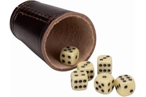 GICO Quality dice cup (genuine leather) standard (9 cm) brown with 6 dice - 5905