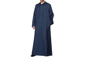 KAMEIMEI Muslimische Robe Herren Einfarbig muslimisches Kleid Islamischen Dubai Männer-Muslimische Kleider Ethnische Maxikleid Ramadan Roben Taiji Kleidung