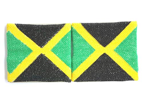 2 pcs Drapeau de la Jamaïque Reggae Rasta Bandeau poignet la transpiration Bandes