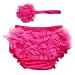 DQdq Baby Infant Girls Cotton Ruffle Panties Briefs Bloomer Rosered with Headband