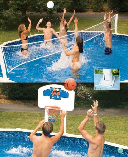 Pool Jam Combo Basketball and Volleyball Above Ground Swimming Pool Game by Swim Central