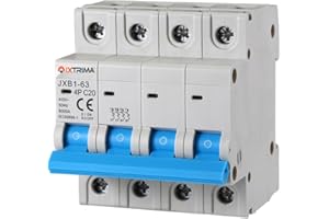 IXTRIMA Interrupteur magnétothermique automatique 4P 20A 380V 6kA MCB C20 occupe 4 modules DIN