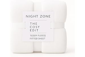 NIGHTZONE Teddy Extra Deep 12"/ 30cm deep fitted sheet teddy bear fleece fitted sheet in single double king Super King (White, Teddy Fitted Sheet Double)