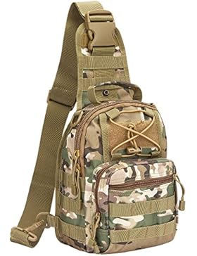 S-ZONE Leichte Tactical Sling Rucksack Militär Schultertasche Umhängetasche EDC Brusttasche für Outdoor Sport...