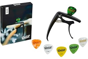 BOICO Capo For Acoustic Guitar Or Electric Guitar - Guitar Capo Is Fast Fret Changing Capo - Comes With 6 Guitar Picks - Has A Built In Pick Holder and a Bridge Pin Puller For Changing Safe The Strings