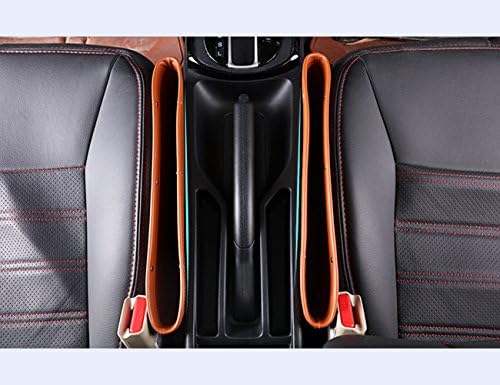 [Pack of 2] Car Seat Catcher Side Pocket Organizer Between Seat &amp; Console Gap Filler ,Interior Car Accessories for Wallet Phone Coins Cigarette (Light brown)