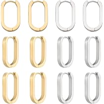 Orecchini A Cerchio Huggie In Acciaio Inossidabile 12mm - Set Da 12 Pezzi, Ipoallergenici, Color Oro E Argento, Ideali Per DIY E Creazione Gioielli