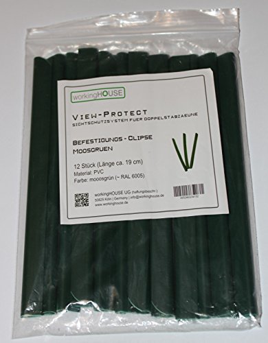 ViewProtect Premium Sichtschutz Klemmstreifen, MOOSGRÜN, 12 Stk., 19 cm Breite, blickdicht für Doppelstabzaun - 2