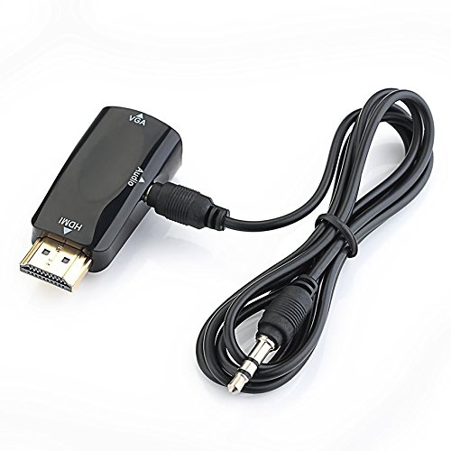 HDMI auf VGA, Splaks Vergoldete 1080P HDMI auf VGA Adapter Konventer Stecker mit Audio Übertragung für PC, Laptop, DVD, Desktop, Ultrabook, Notebook, Macbook Pro, Chromebook usw. – Schwarz - 2