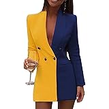 ORANDESIGNE Vestito Donna Elegante Cerimonia Corto Blazer Mini Abito Manica Lunga Abiti Scollo V Doppio Petto Partito Gli Abi