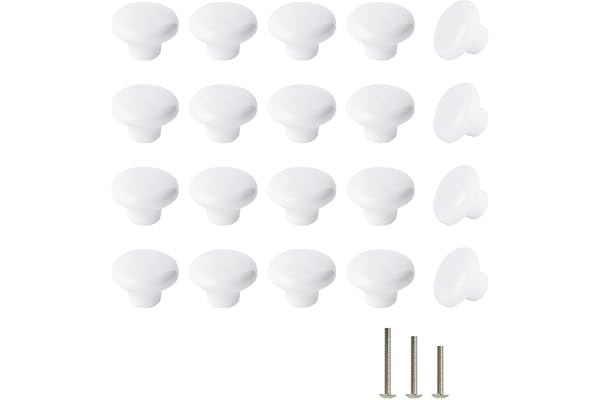ShipeeKin 20 pack möbelknoppar vita keramiska knoppar