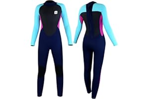 SUMMSHALL Combinaisons Plongée Enfants et Jeunes, 3mm Néoprène Combinaisons de Plongée Intégrales Manches Longues Fermeture Éclair Arrière Garder Au Chaud Combinaisons De Plongée pour Nautiques Surf
