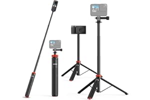UURig Trípode de Palo Selfie Extensible para GoPro MAX Hero 10 9 8 7 6 5 4, dji Osmo Action, Insta 360 One R y más cámara de acción (50.7 Pulgadas)