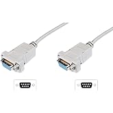 DIGITUS Null-Modem Kabel - D-Sub 9 zu D-Sub 9 - Buchse zu Buchse - 1.8m Anschluss-Kabel - Beige