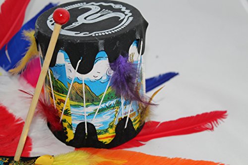 Indianer Trommel mit Schlegel Musikinstrument Kindertrommel Musik Spielzeug Mottoparty Rollenspiele Accessoire Wilder Westen - 3