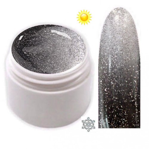 xxl-cosmetic Thermo Farbgel UV Gel Farbwechsel Schwarz Glitter - Silber Glitter 5ml TFG-2