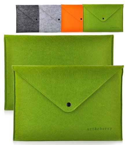 ©art&cherry Filztasche im Briefdesign für Notebooks bis 15" grün
