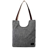 Verrückte Rabatt-Saison UFACE Frauen Leinwand Solid Color Portable UmhäNgetasche Handtaschen Vintage Hohe QualitäT Weibliche Hobos Einzelne UmhäNgetaschen (Grau)