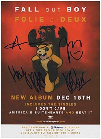 Fall Out Boy Autographed Signed A4 21cm x 29.7cm Photo Poster